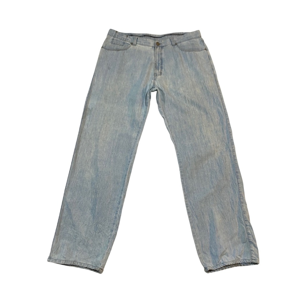 Ermenegildo Zegna Mens 40 Cotton Linen Light Wash Straight Leg Jeans Italy